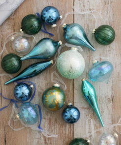 Snowflake 15-Piece Glass Ornament Set (Blue) Limited Edition