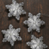 Snowflake Glass Ornament (4 Pack) featuring mouth-blown and hand-painted designs with matte silver and platinum glitter.
