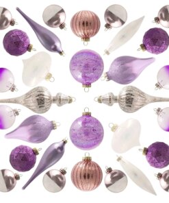 Sweet 30-Piece Glass Ornament Set (Pink - Purple) Limited Edition