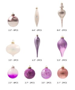 Sweet 30-Piece Glass Ornament Set (Pink - Purple) Limited Edition