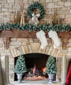 Tribeca Blue Spruce Collection 4-Piece Set with Warm White LED Lights (Battery Operated)