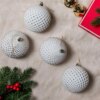 White Diamond Ornament (4 Pack) featuring hand-blown glass with diamond-shaped accents