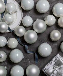 White Essential Glass Ornaments (24 Pack)