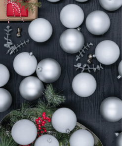 White Shatterproof Ornaments (48 Pack)
