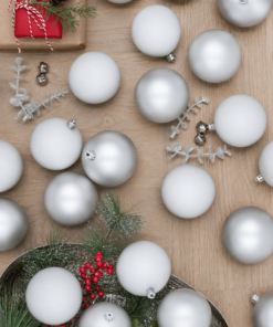 White Shatterproof Ornaments (48 Pack) by King Of Christmas