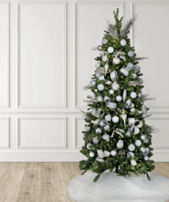 Winter Frost 15-Piece Glass Ornament Set (White-Silver)