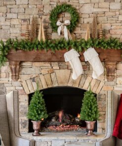 Yorkshire Fir Collection 4-Piece Set with Warm White LED Lights (Battery Operated)