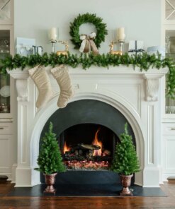 Yorkshire Fir Collection 4-Piece Set with Warm White LED Lights (Battery Operated)